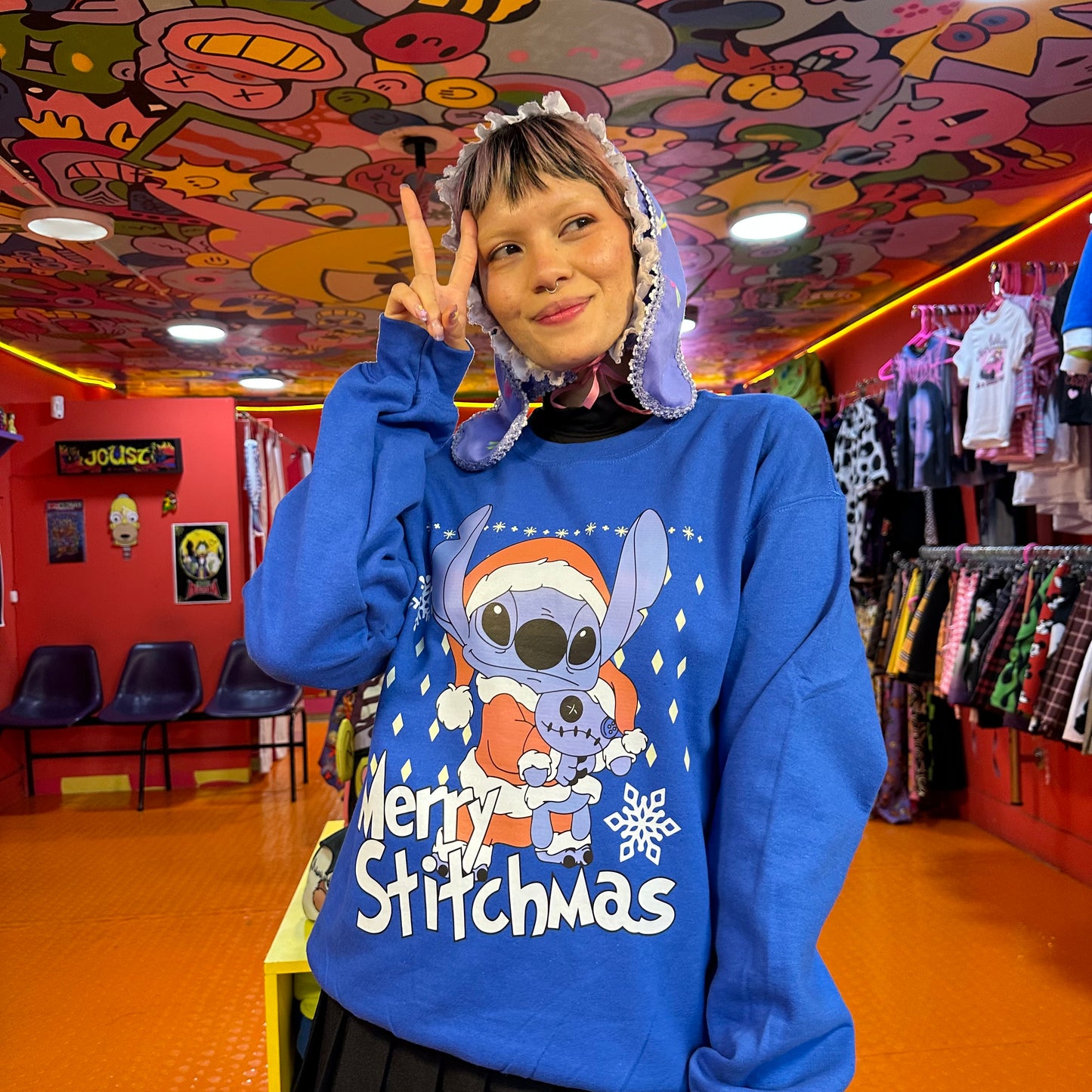 SACO POLERÓN STITCH NAVIDEÑO (SIN LUCES)